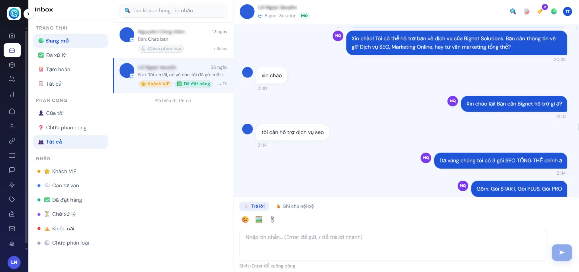 Hình ảnh inbox chat OmniChat