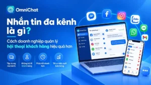 Ảnh bìa Sơ đồ Facebook, Zalo, WhatsApp, Telegram, TikTok và website được kết nối vào một hệ thống nhắn tin đa kênh