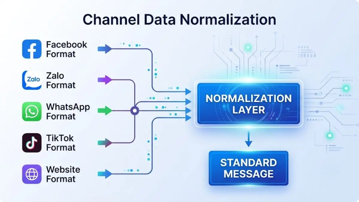Sơ đồ chuẩn hóa dữ liệu message từ nhiều kênh