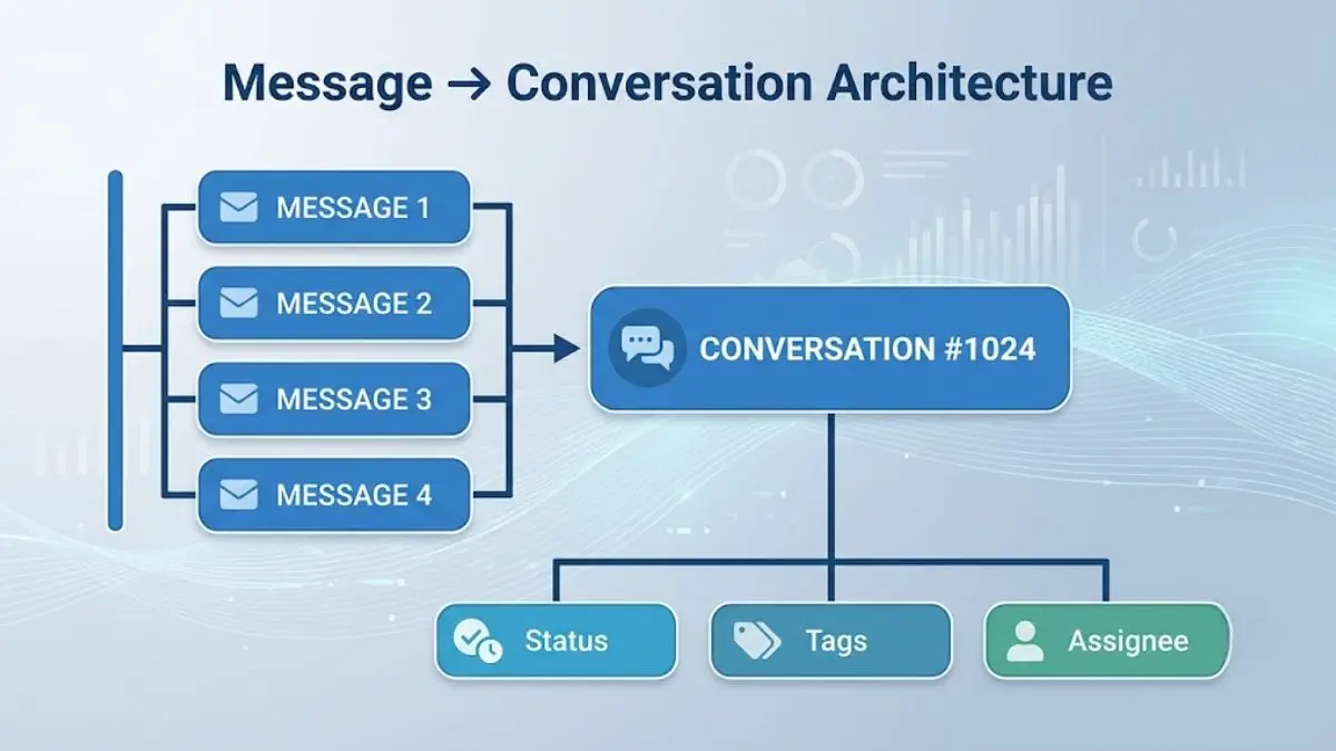 Sơ đồ nhiều message được tổ chức thành một conversation