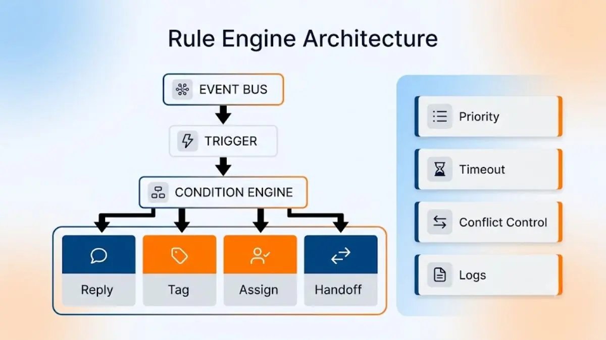 Sơ đồ kiến trúc rule engine cho Automation CSKH