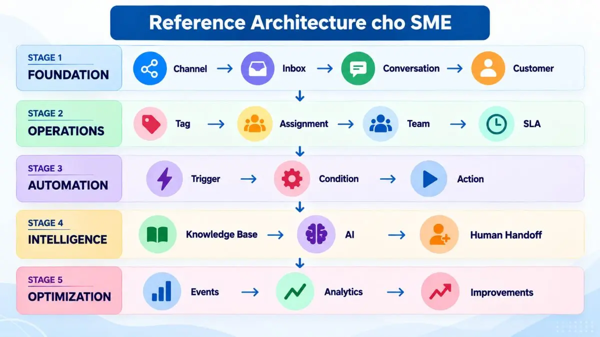 Sơ đồ roadmap kiến trúc hệ thống giao tiếp đa kênh cho SME