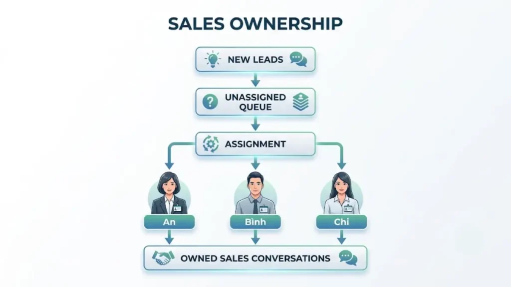 Sơ đồ phân công lead Omnichannel cho từng nhân viên Sales